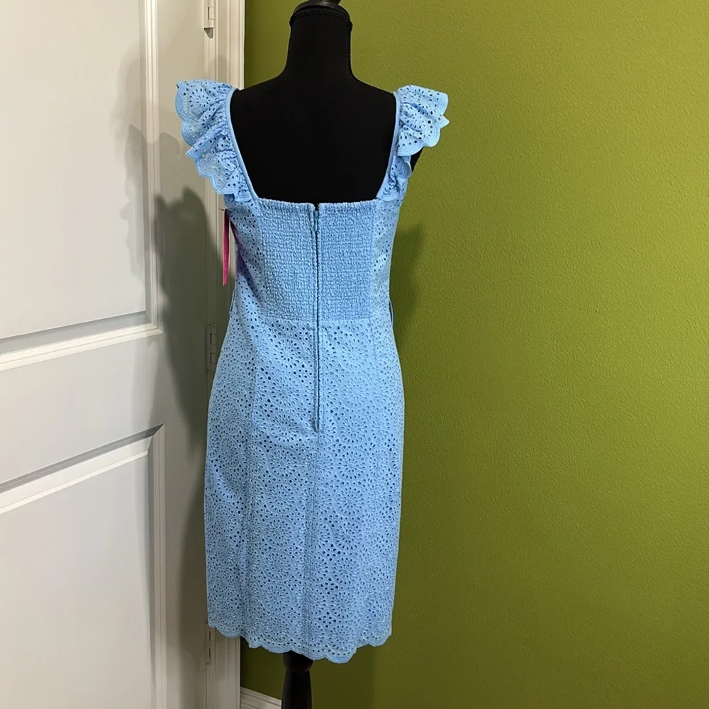 Lilly Pulitzer Ryann Eyelet Shift Dress Frenchie Blue Kaleidoscope NWT S… - Picture 2 of 14